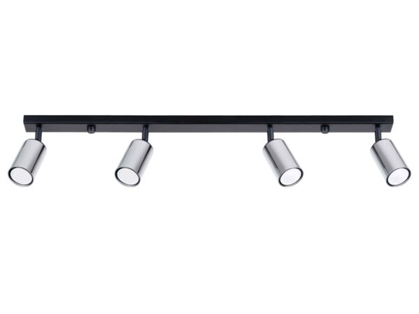 Listwa sufitowa czteropunktowa czarno-chromowa z regulowanymi reflektorami