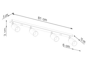 miniaturka Plafon WIMEX 4L czarny/chrom nowoczesny