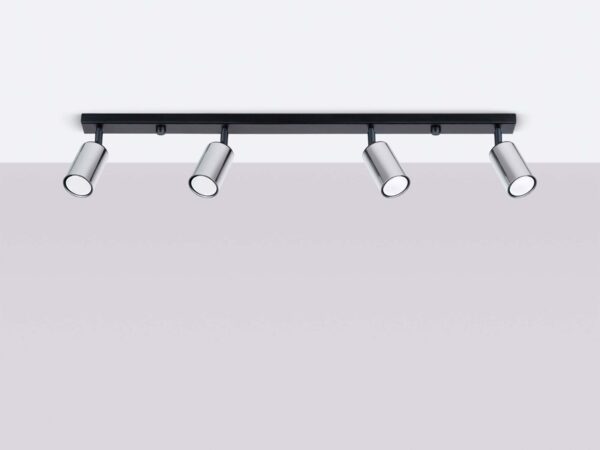 Czteropunktowa listwa chromowa na czarnej szynie zamontowana