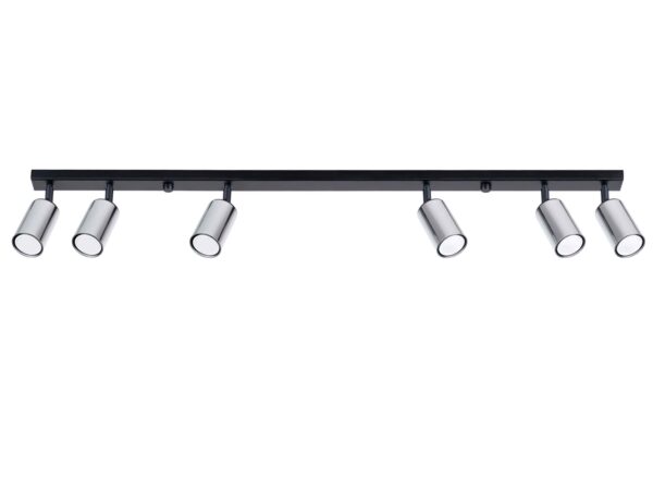 Sześciopunktowa listwa chromowa na czarnej szynie zamontowana