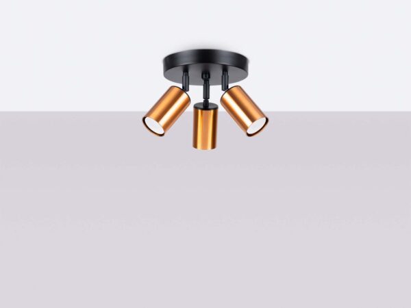 Lampa sufitowa potrójna miedziana na czarnej rozecie