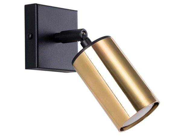Kinkiet ścienny czarny ze złotym kloszem regulowanym