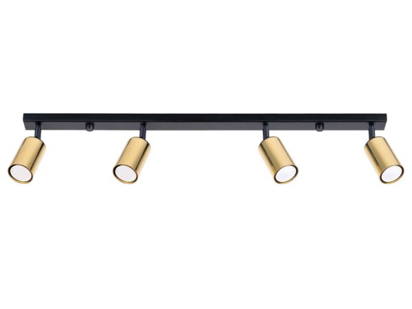 Listwa sufitowa czarna z czterema złotymi reflektorami