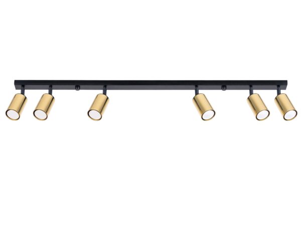Listwa sufitowa czarna z sześcioma złotymi reflektorami