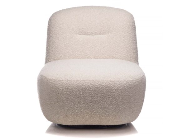 Kremowy fotel wypoczynkowy tapicerowany tkaniną bouclé