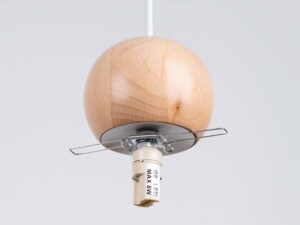 miniaturka Lampa wisząca PEKTO 1 biała z naturalnym drewnem