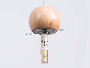 miniaturka Lampa wisząca PEKTO 1 biała z naturalnym drewnem