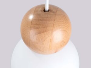 miniaturka Lampa wisząca PEKTO 1 biała z naturalnym drewnem