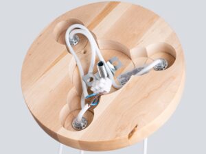 miniaturka Lampa wisząca PEKTO 3P biała i drewniana skandynawska