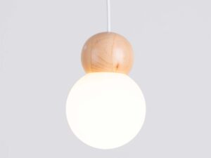 miniaturka Lampa wisząca PEKTO 3P biała i drewniana skandynawska