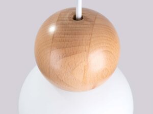 miniaturka Lampa wisząca PEKTO 3P biała i drewniana skandynawska