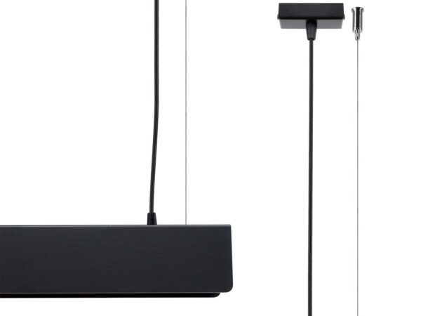 Czarna lampa wisząca liniowa z metalową obudową