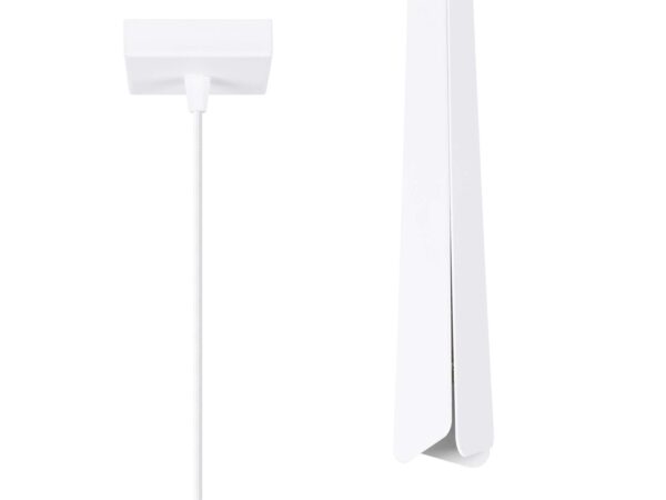 Biała lampa wisząca z prostokątną rozetą sufitową