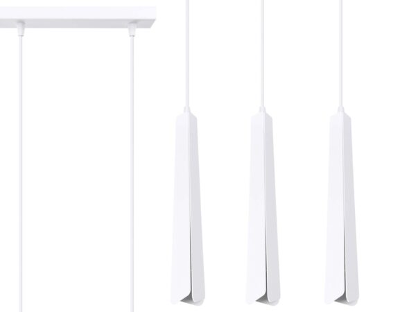 Biała lampa wisząca potrójna z podłużnymi kloszami