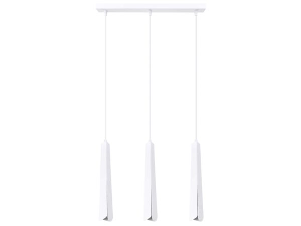 Biała lampa wisząca potrójna z podłużnymi kloszami