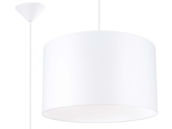 Duży biały abażur cylindryczny ze stożkowym mocowaniem sufitowym