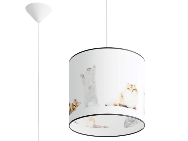 Lampa wisząca dziecięca z fotografiami kotów pełna sylwetka