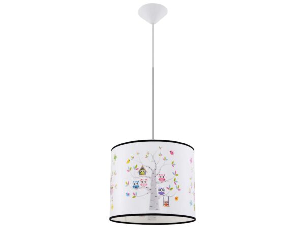 Lampa wisząca dziecięca z sowami duża pełna sylwetka na białym tle