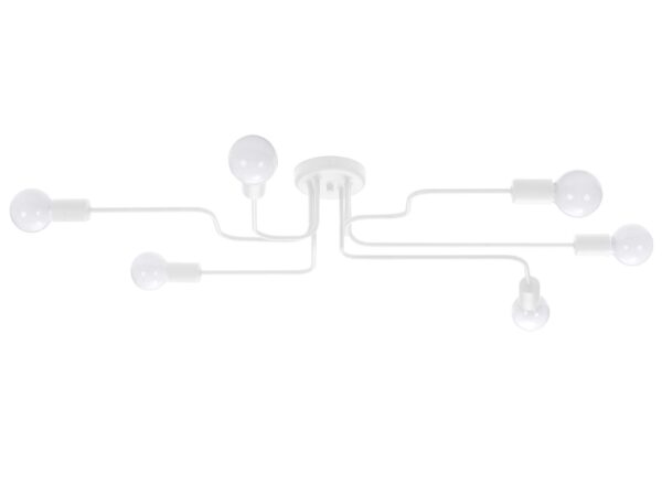 Lampa sufitowa biała sześciopunktowa z ramionami pełna sylwetka