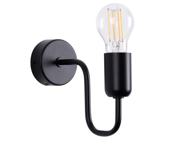 Kinkiet ścienny czarny metalowy z żarówką LED filament packshot