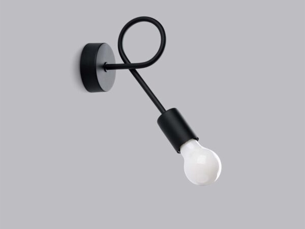 Industrialny kinkiet metalowy z dekoracyjną pętlą i odsłoniętą żarówką