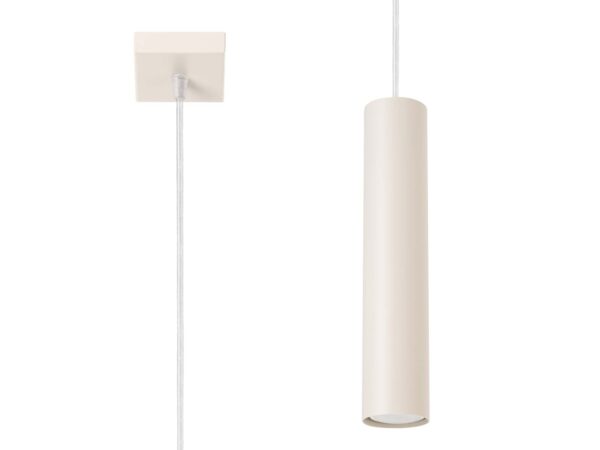 Lampa wisząca sufitowa tuba w kolorze kremowym