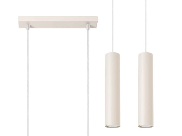 Kremowa lampa wisząca z dwoma cylindrycznymi kloszami
