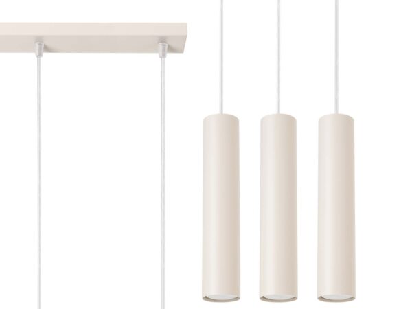 Lampa wisząca potrójna beżowa z cylindrycznymi kloszami