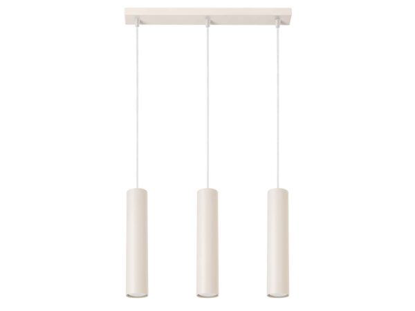 Lampa wisząca potrójna kremowa z cylindrycznymi kloszami