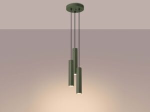 miniaturka Lampa wisząca NOVEL 3P zielona oliwka elegancka