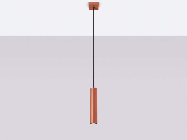 Lampa wisząca cylindryczna miedziana na czarnym przewodzie