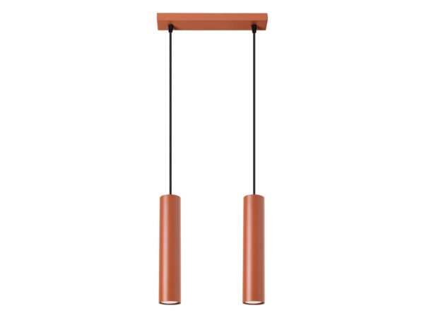 Lampa wisząca podwójna ceglasta z cylindrycznymi kloszami