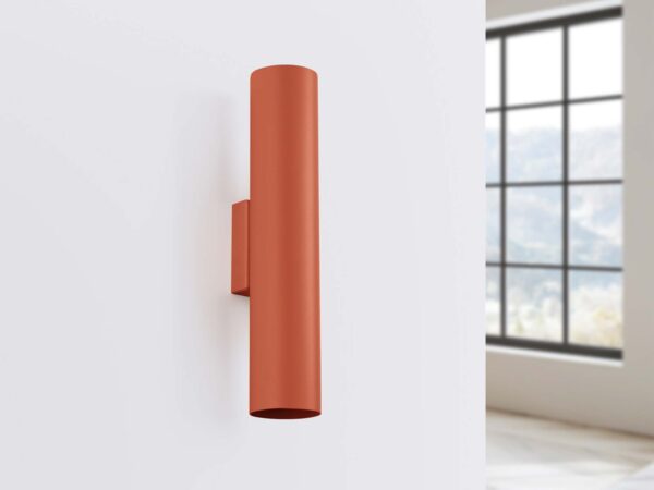 Kinkiet ścienny cylindryczny w kolorze terakoty matowej
