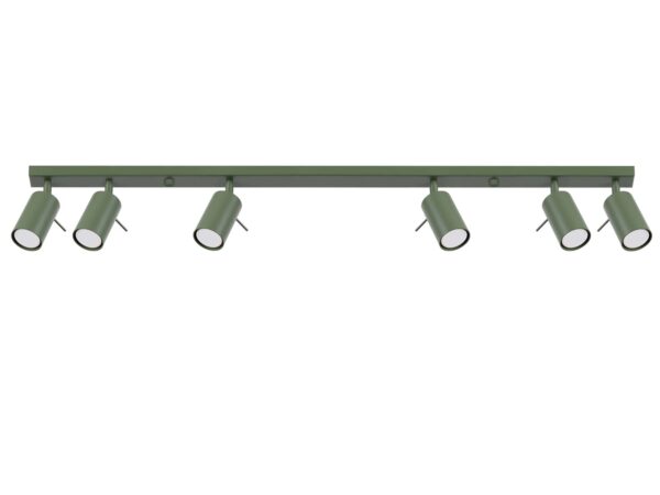 Listwa sufitowa oliwkowa z sześcioma regulowanymi reflektorami