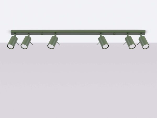 Listwa sufitowa oliwkowa z sześcioma regulowanymi reflektorami