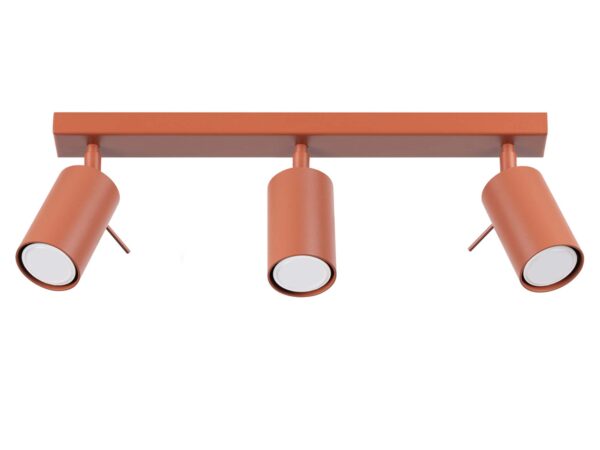 Potrójna lampa sufitowa miedziana z regulowanymi reflektorami