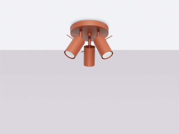 Sufitowa lampa punktowa miedziana z trzema reflektorami