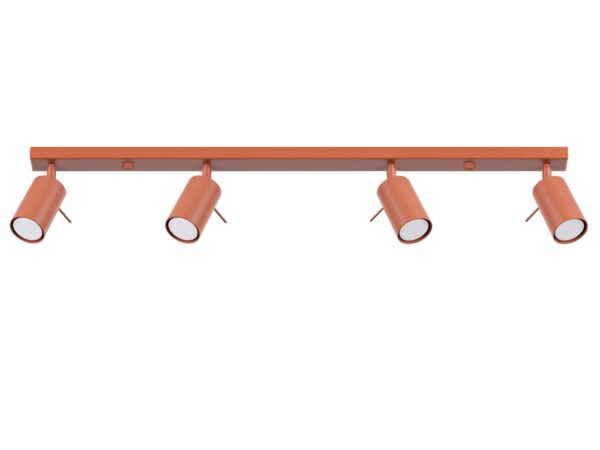 Lampa sufitowa listwa miedziana z czterema regulowanymi reflektorami