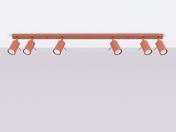 Listwa sufitowa miedziana z sześcioma regulowanymi reflektorami