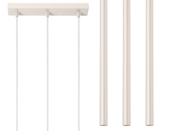 Lampa wisząca potrójna biała z tubami metalowymi