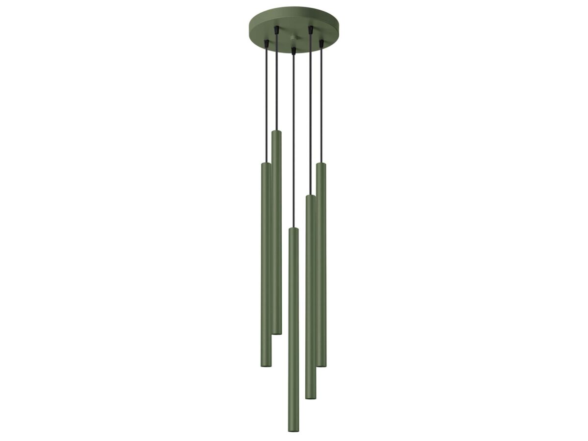 Lampa wisząca VARIO 5P zielona oliwka do salonu