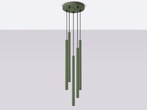 miniaturka Lampa wisząca VARIO 5P zielona oliwka do salonu