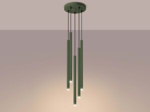 miniaturka Lampa wisząca VARIO 5P zielona oliwka do salonu