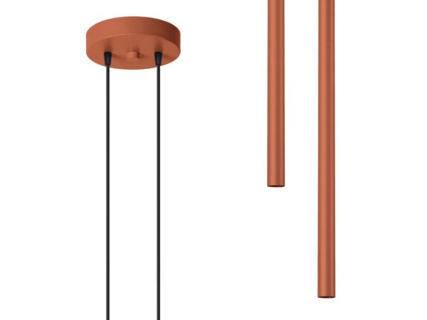 Lampa wisząca miedziana z dwoma smukłymi tubami