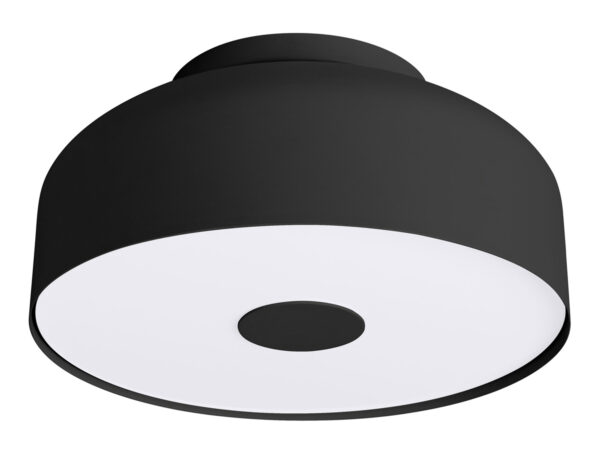 Czarny plafon sufitowy z białym dyfuzorem okrągły
