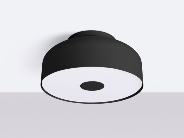 Czarny plafon sufitowy metalowy o nowoczesnym kształcie