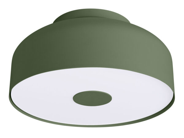 Zielony plafon sufitowy metalowy z białym dyfuzorem