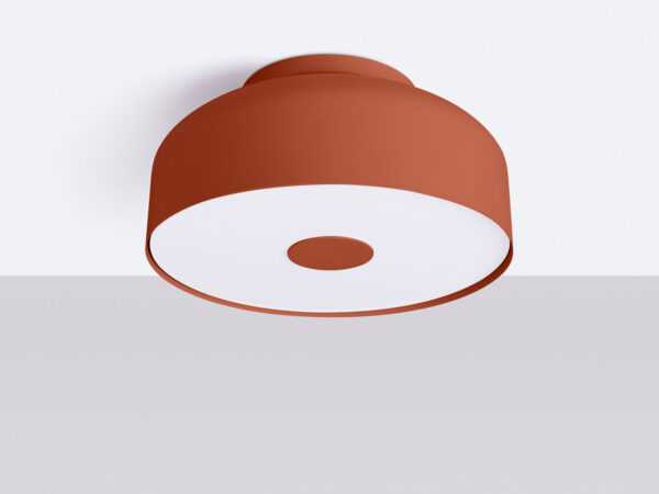 Ceglasta lampa sufitowa plafon z białym dyfuzorem