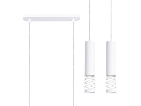Biała lampa wisząca potrójna z dekoracyjnymi spiralami