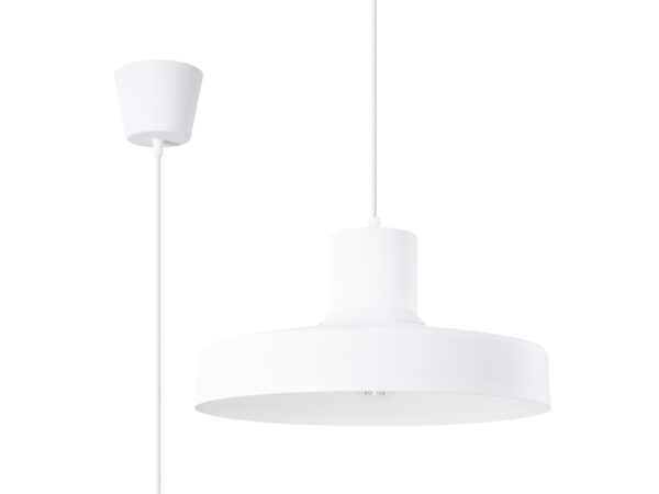 Biała lampa wisząca metalowa w stylu skandynawskim